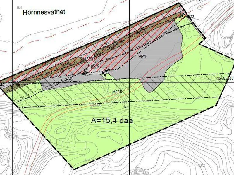 Utsnitt fra plankartet av parkeringsplass for Trollpikken