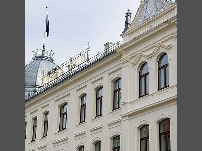 Britannia Hotel i Trondheim. Bygningen med murfasaden er nå fredet.
