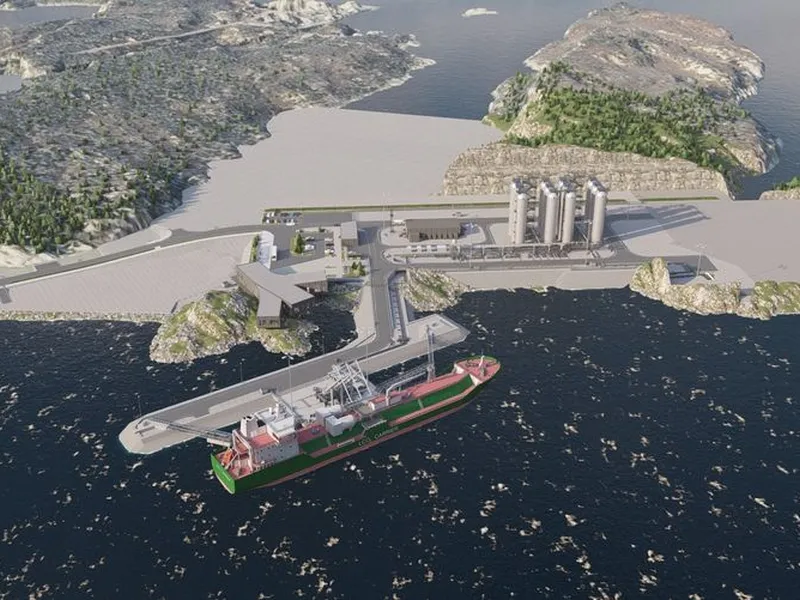 Northern Lights er en del av regjeringens fullskala demonstrasjonsprosjekt for CO2-håndtering og omfatter skipstransport av flytende CO2 til Øygarden og lagring i et undersjøisk reservoar i den nordlige delen av Nordsjøen. Peab skal utføre anleggsarbeider på landdelen av anlegget. Illustrasjon: Northern Lights
