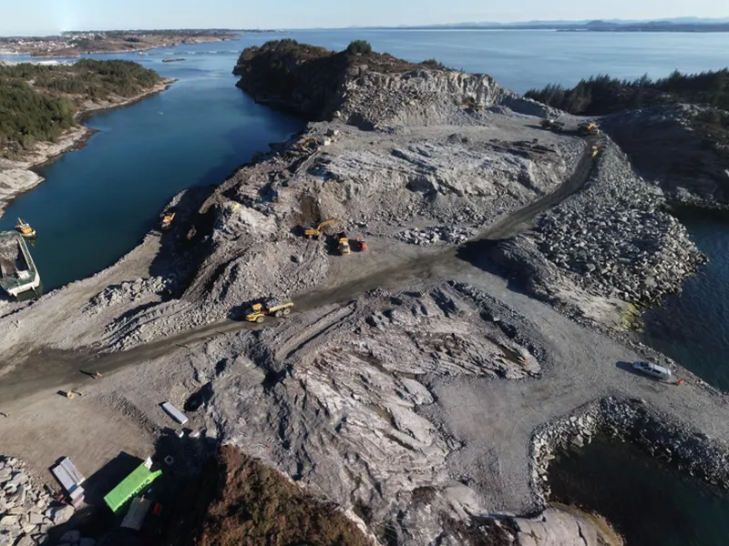 Slik ser det ut på anleggsområdet hvor Skanska bygger CO2 mottaksanlegg for Northern Ligths