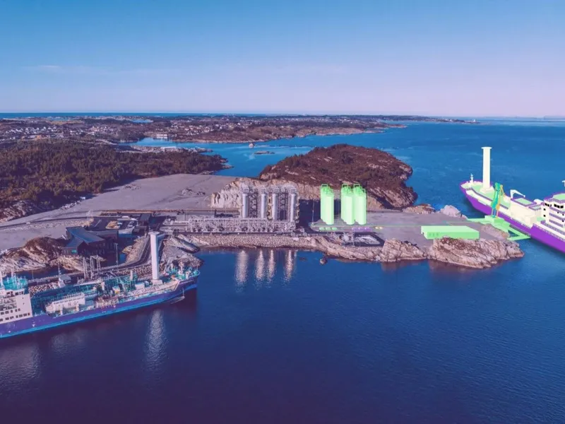 Karbonfangstanlegget i Øygarden, der fase to er markert med grønn farge. Illustrasjon: Northern lights JV..