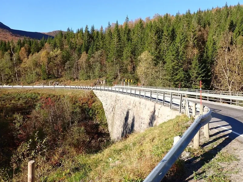 Bilete av bru over eit elveleie. - Klikk for stort bilete