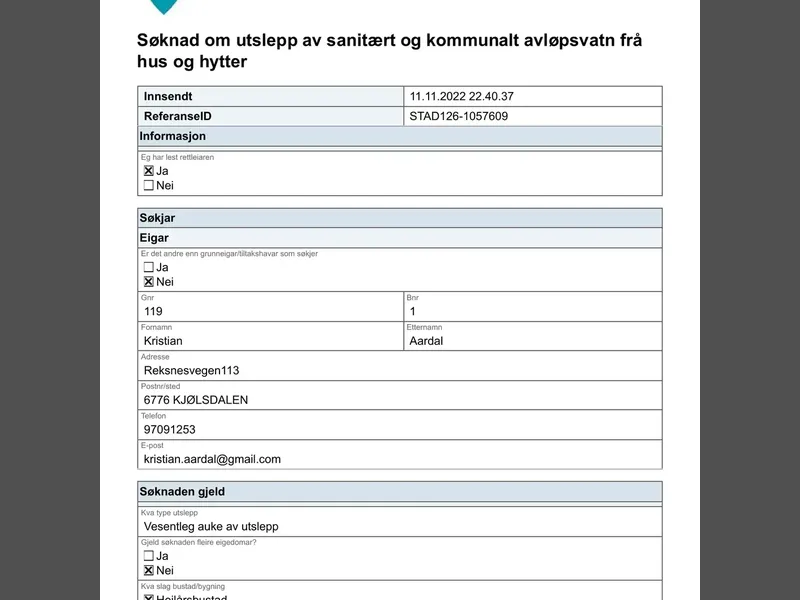 Fasade fra byggesøknad