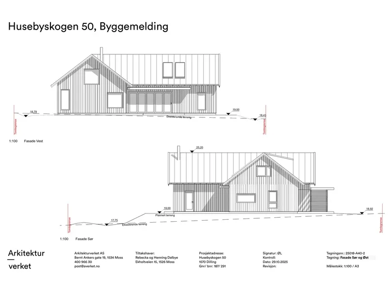 Fasade fra byggesøknad