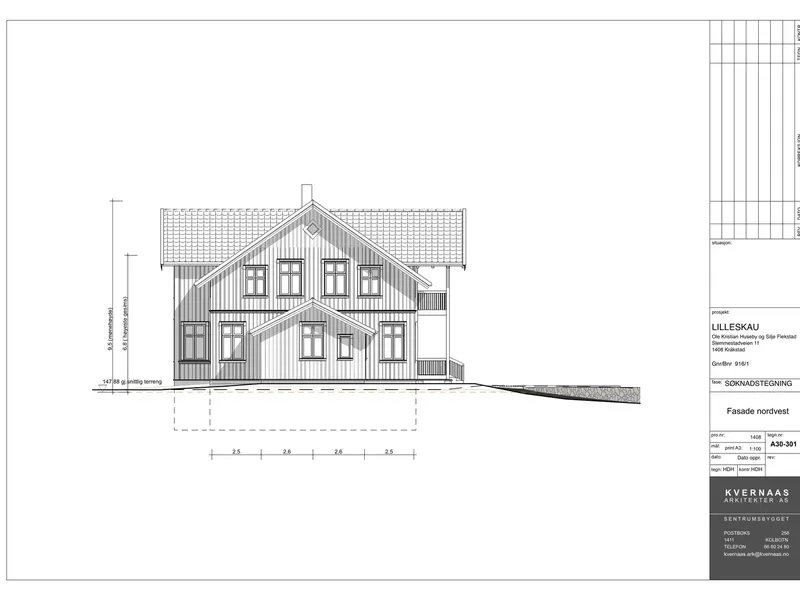 Fasade fra byggesøknad