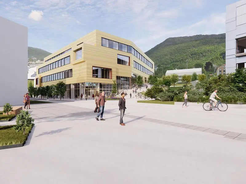 Plantegningfor det nye Griegakademiet til Universitetet i Bergen i Møllendal.
