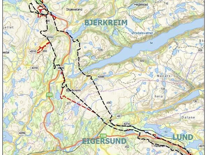 Planområdet for ny E39