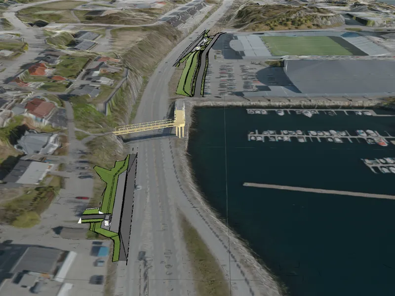 Illustrasjonene er hentet fra Statens vegvesen sine modeller, og viser plassering og løsning.  - Klikk for stort bilete