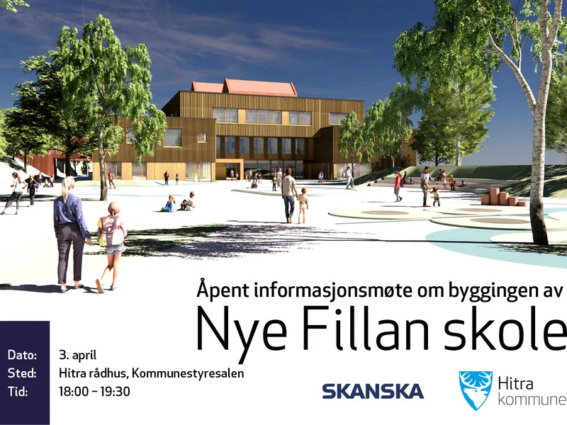 Førstkommende onsdag vil Hitra kommune og Skanska informere om byggeprosessen rundt Nye Fillan skole. Temaer for møtet vil være:
