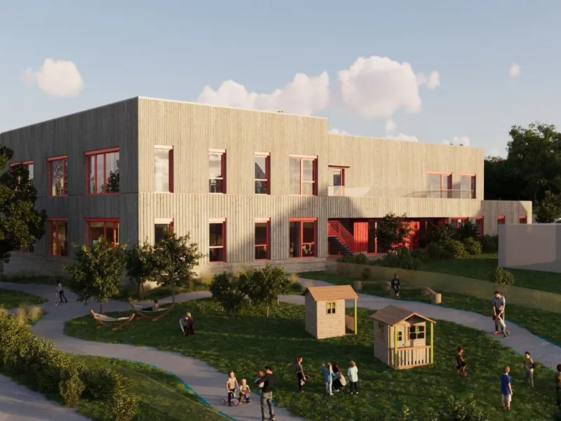 NCC skal bygge nye Føyka barnehage. Illustrasjon: Sweco Architects