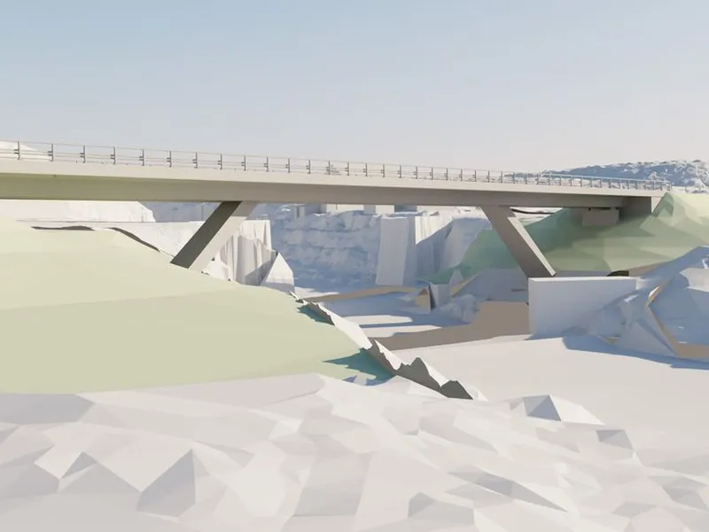 Slik blir nye Jora bru på E136 mellom Lesja og Dovre. 3D-modell: Statens vegvesen