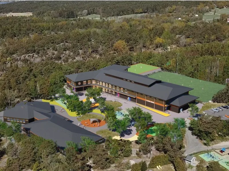 Fredrikstad kommune har valgt Backe til å bygge ny Lunde skole på Kråkerøya. Illustrasjon: Altiplan
