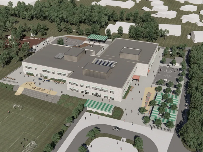Nye Sofiemyr skole skal bygges for inntil 784 elever. Illustrasjon: Asplan Viak.