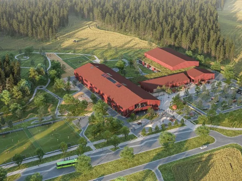 HENT skal bygge nye Vilberg barneskole. Illustrasjon. Filter arkitekter
