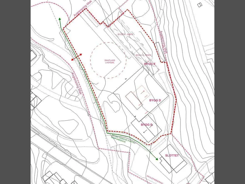 Kart som viser byggeplass - Klikk for stort bilde