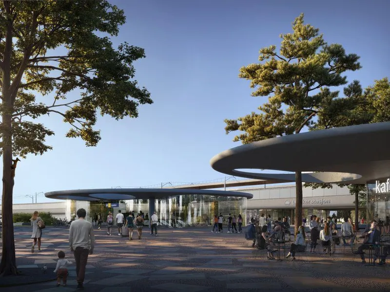 Lysaker T-banestasjon. Illustrasjon: Asplan Viak, Arup og Longva arkitekter.