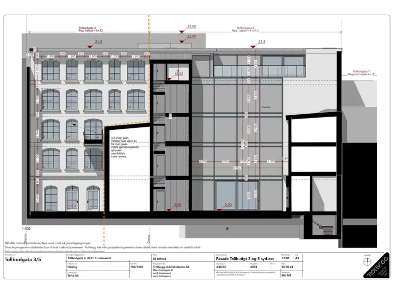 Fasade fra byggesøknad
