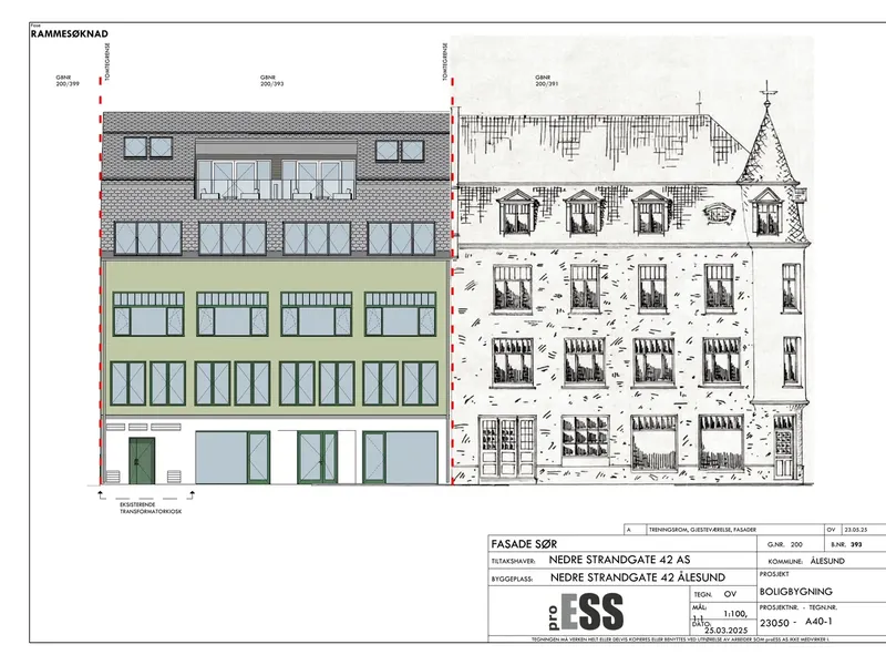 Fasade fra byggesøknad