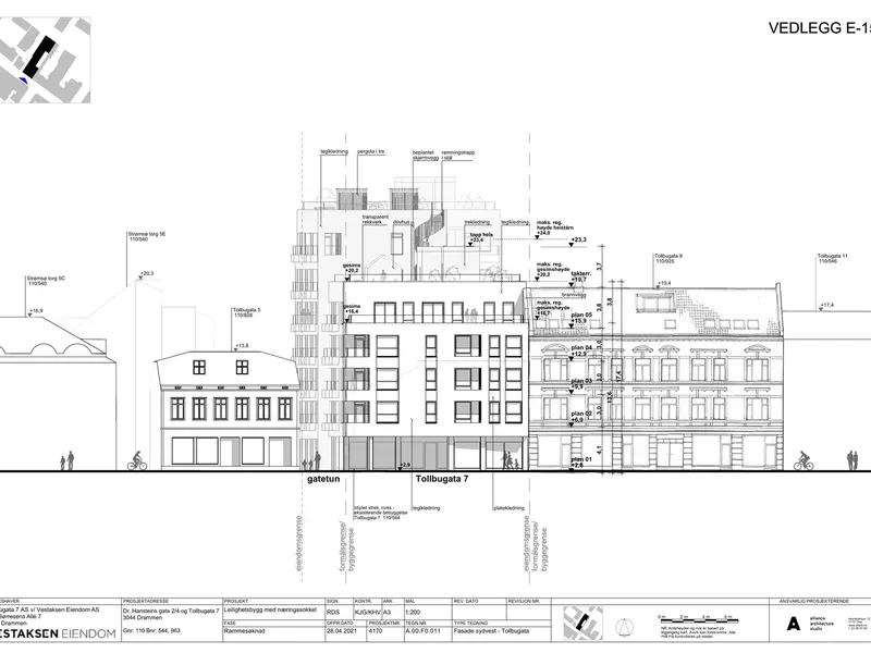 Fasade fra byggesøknad