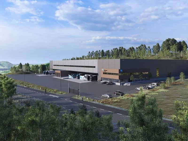 Illustrasjon av nytt lager- og logistikkbygg på Espevoll