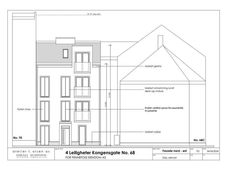 Fasade fra byggesøknad