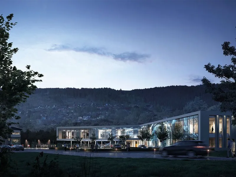 Nytt mediebygg ved Høgskulen i Volda. Illustrasjon: LINK arkitektur