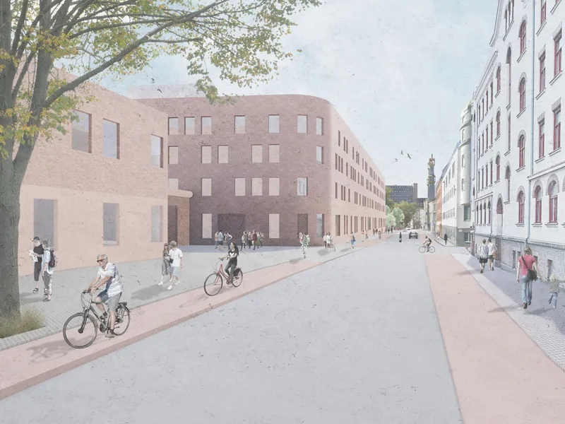 Nytt Oslo fengsel, i Åkebergveien. Illustrasjon: Lerche Arkitekter.