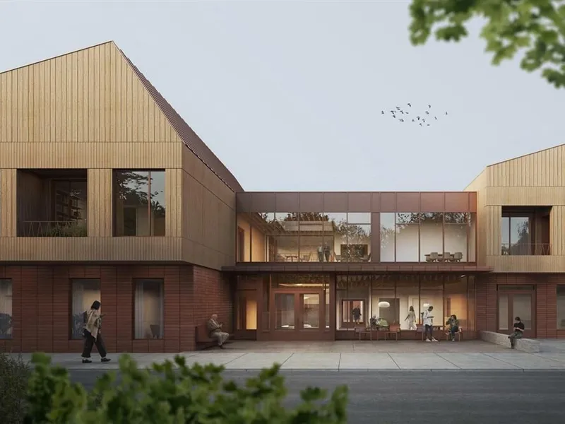 Syljuåsen bygger Vestre Totens nye omsorgssenter. Illustrasjon: Asas arkitektur.