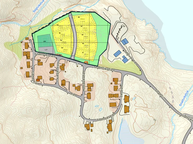 Plankart og planområde - Snattvika 2