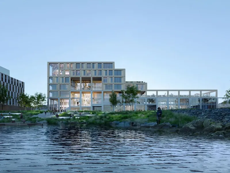 Den nye skolen blir et kulturelt peilemerke og episenter for læring og sosialt samvær ved havnefronten i Harstad by