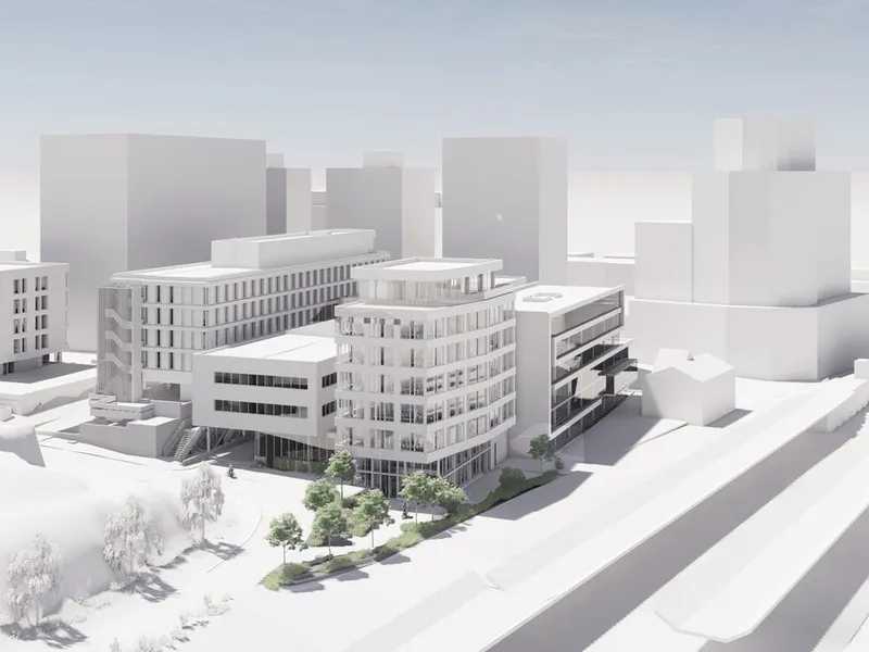 Entra skal føre opp et skolebygg i Sandvika sentrum for Akademiet Realfagsgymnas. Illustrasjon: Dyrvik Arkitekter