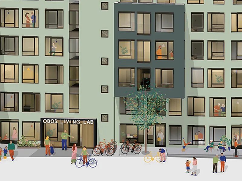 Slik blir OBOS Living Lab på Vollebekk i Oslo. Illustrasjon: LPO Arkitekter