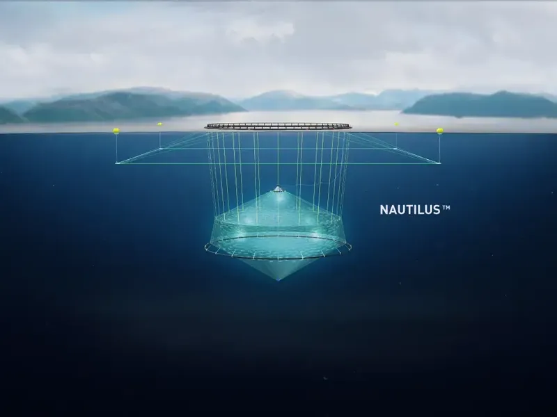 Ode is establishing the world's first commercial deep-water cod farming facility using submersible pens from AKVA group. Photo: AKVA group