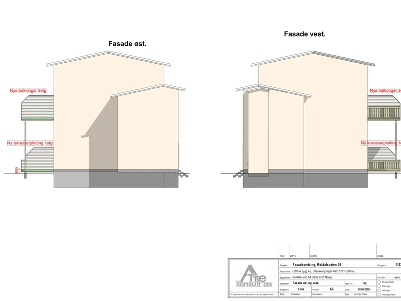 Fasade fra byggesøknad