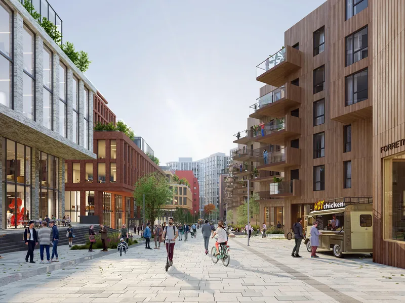 Yrende liv og flotte områder mellom byggene