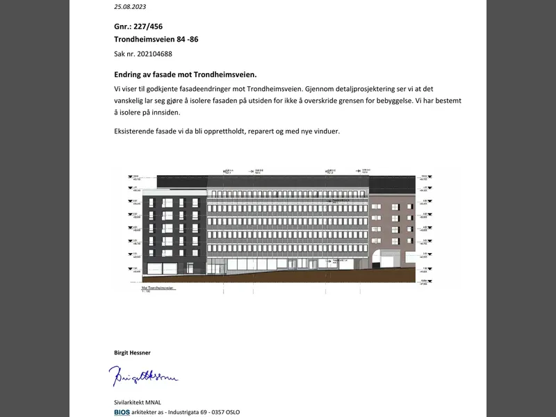Fasade fra byggesøknad