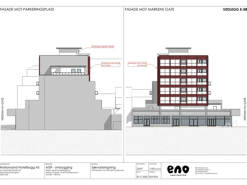 Fasade fra byggesøknad