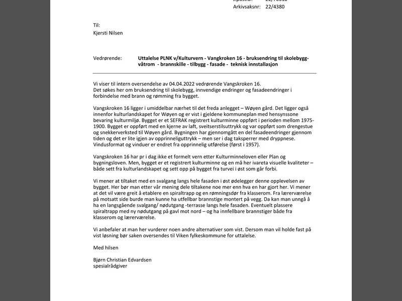 Fasade fra byggesøknad
