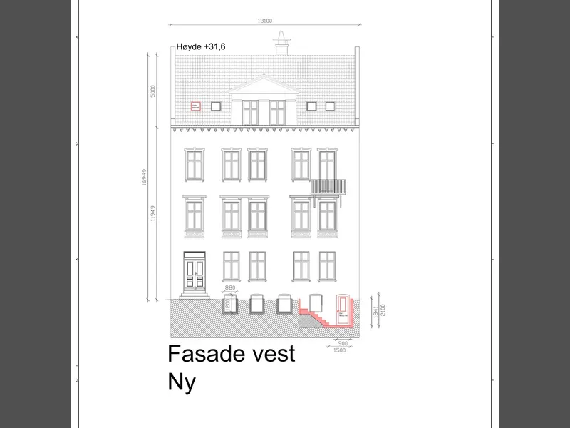 Fasade fra byggesøknad