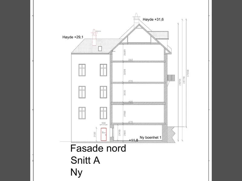 Fasade fra byggesøknad