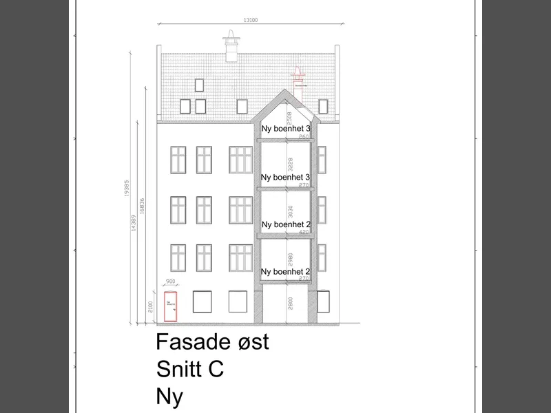 Fasade fra byggesøknad
