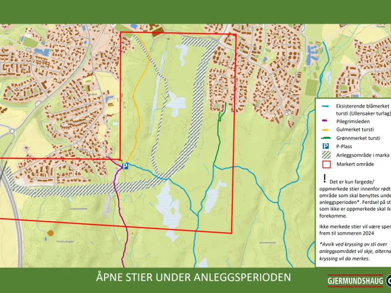 Åpne stier under anleggsperioden omkjøringsveg
