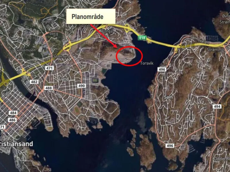Slik blir omleggingen av Vige Havneveg.Illustrasjon: Kristiansand Havn IKS.
