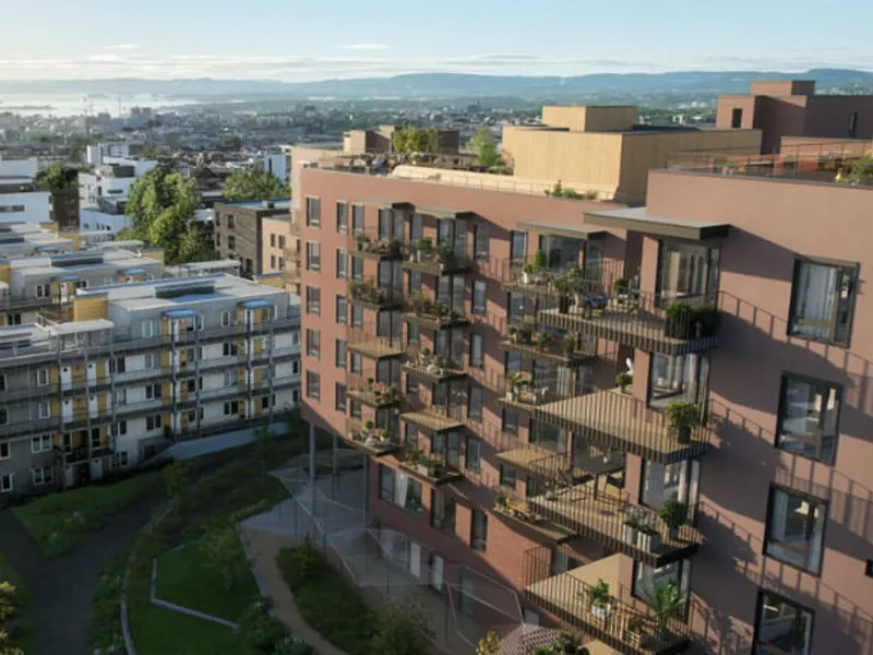 Prosjektet Lille Løren Park, der Selvaag Bolig er utbygger, er en av de tre prosjektene der det er stilt krav om barnehage. Nå vil ikke kommunen ta over barnehagene. Illustrasjon: HRTB Arkitekter.