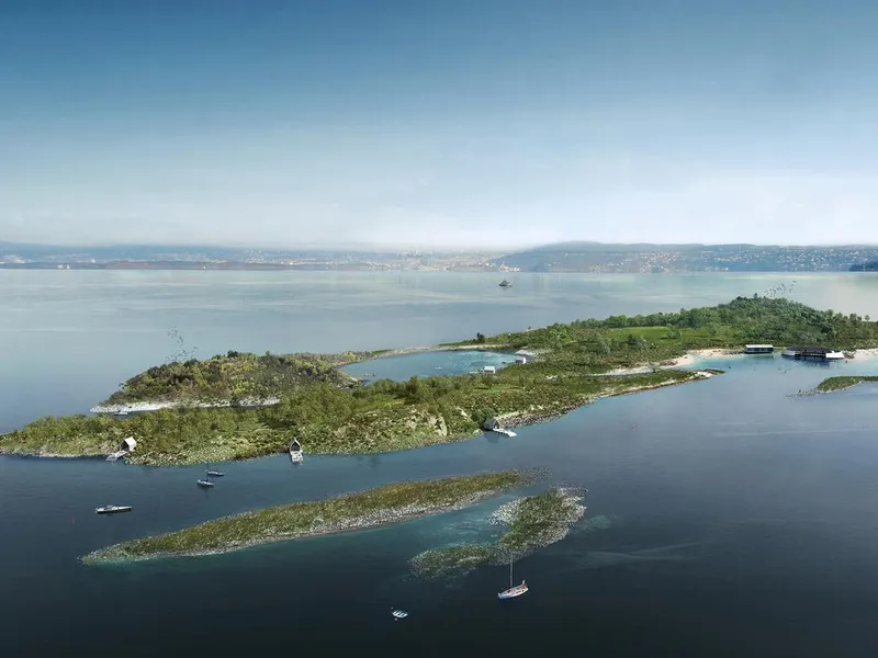 Oversiktsbilde over hele øya. Illustrasjon