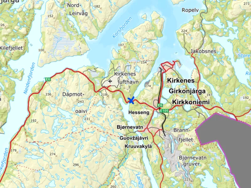 Kart som viser Sør-Varanger kommune.