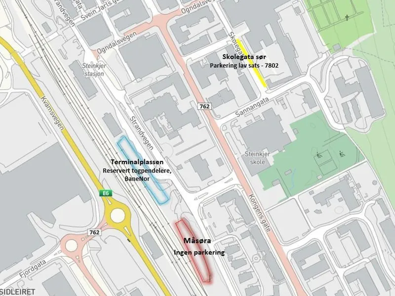 Kart over parkeringsområder - Klikk for stort bilde