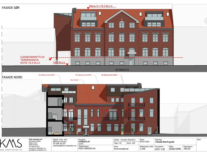 Fasade fra byggesøknad