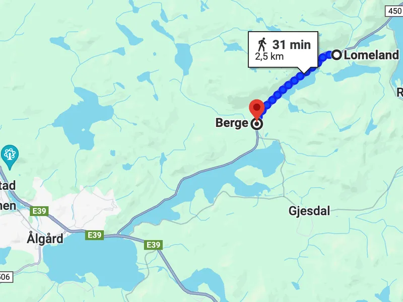 Kart som viser hvor veistrekningen som skal rassikres er. - Klikk for stort bilde