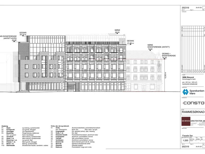 Fasade fra byggesøknad